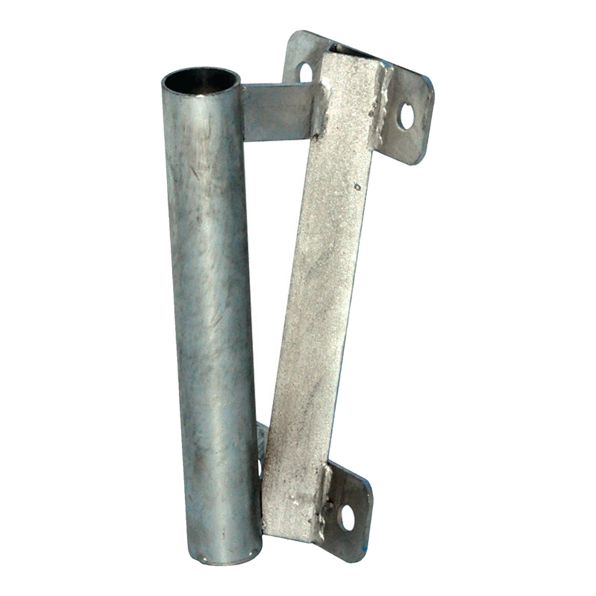 Galvanized angled wall mount bracket for a swooper banner pole