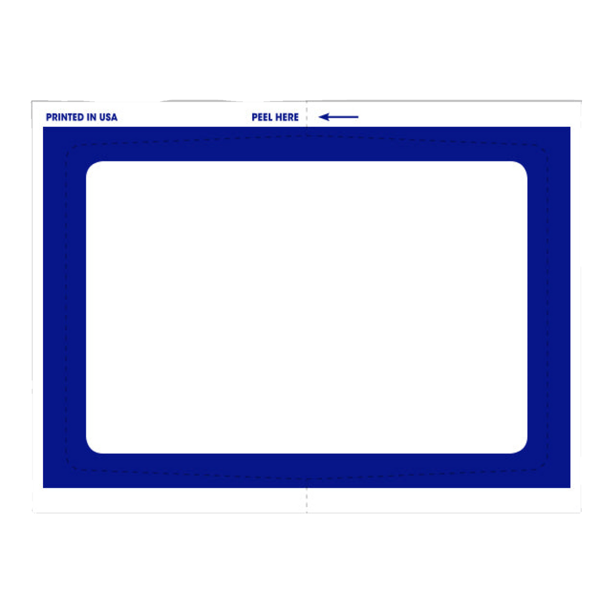 Blank addendum sticker with blue border