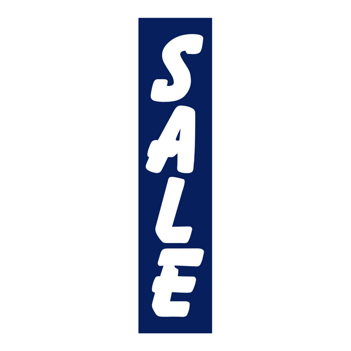 Blue flat top swooper flag with white SALE lettering
