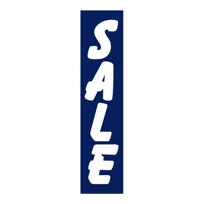 Blue flat top swooper flag with white SALE lettering