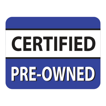 Certified Pre-Owned flag hoodie, black CERTIFIED on white over white PRE-OWNED on blue