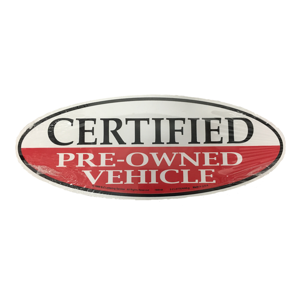 Certified Pre-Owned Vehicle oval sticker, red with white lettering