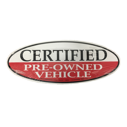 Certified Pre-Owned Vehicle oval sticker, red with white lettering