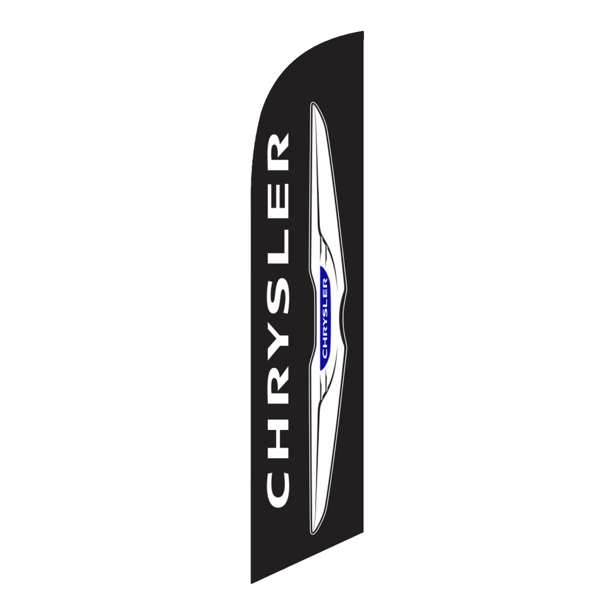 Black Chrysler swooper feather flag with the Chrysler wing logo