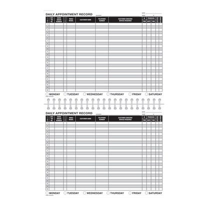 Daily Appointment Record Book open to ruled appointment pages