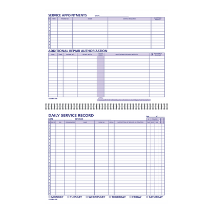 Coil-bound Daily Service Record book with service appointments page