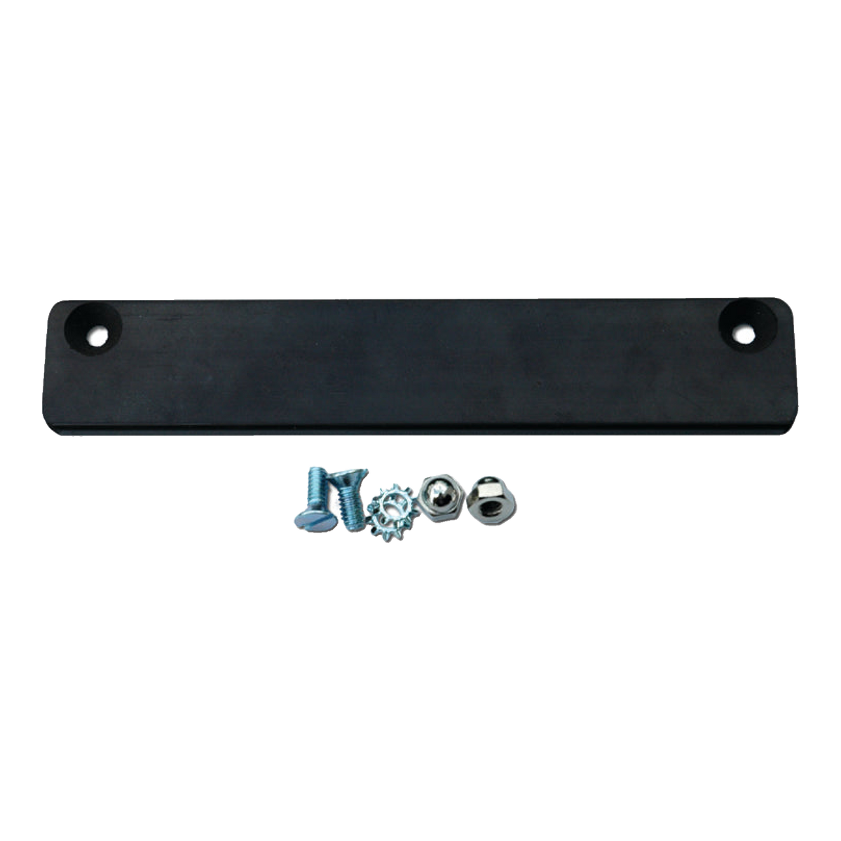 Black rubber-coated bar magnet with mounting screws