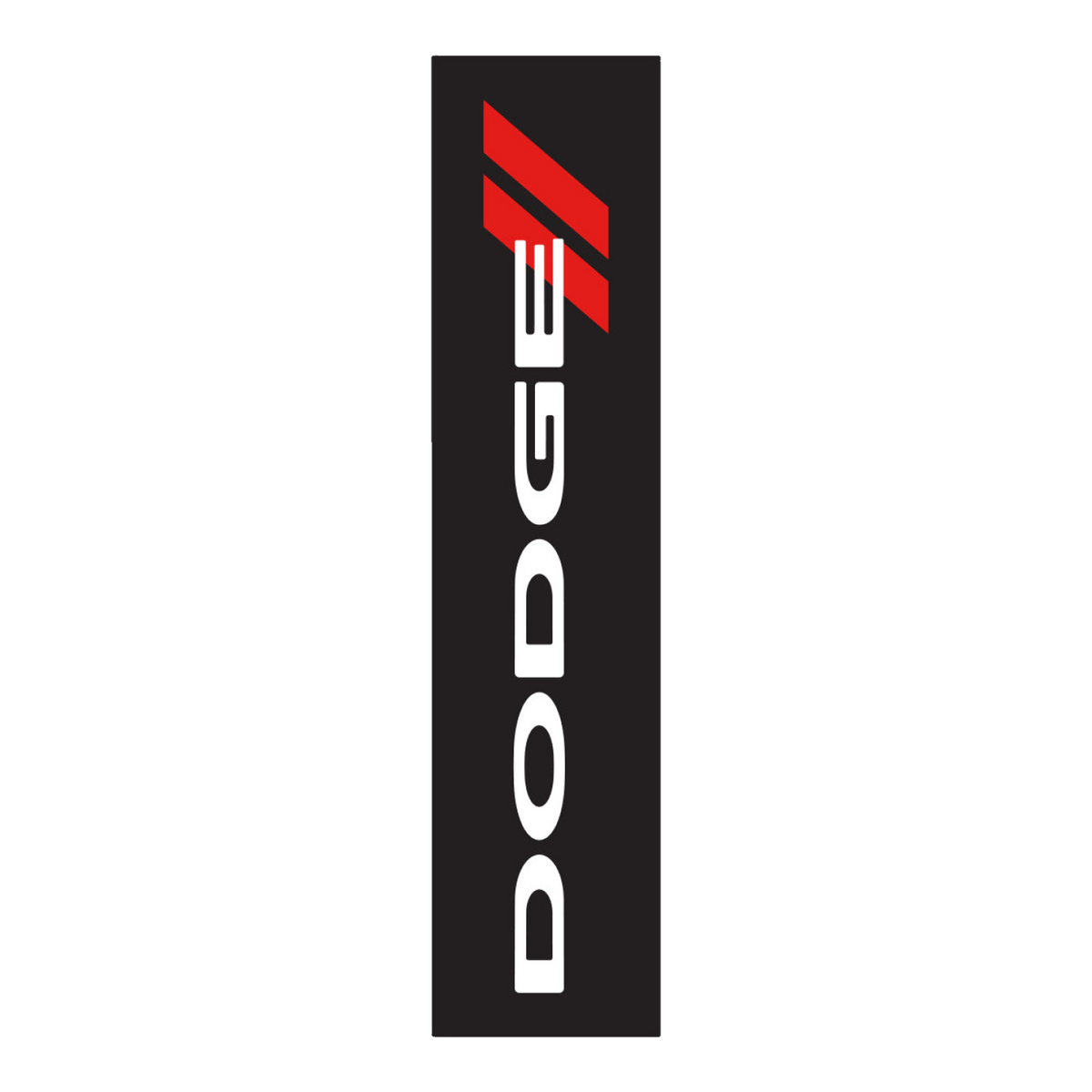 Black Dodge flat top swooper flag with red stripes