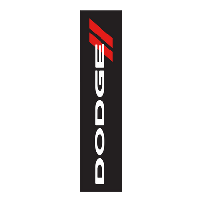 Black Dodge flat top swooper flag with red stripes