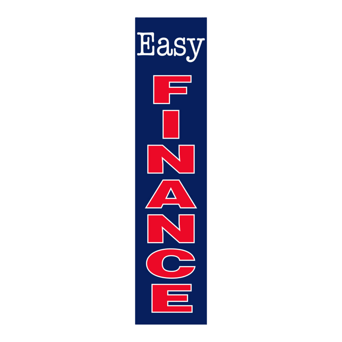 Navy Easy Finance flat top swooper flag with red FINANCE lettering