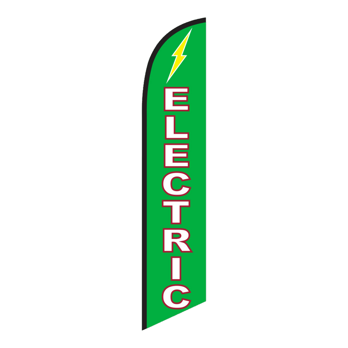 Green Electric swooper feather flag with a yellow lightning bolt
