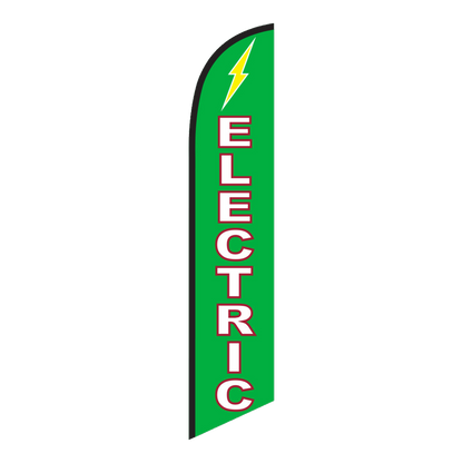 Green Electric swooper feather flag with a yellow lightning bolt