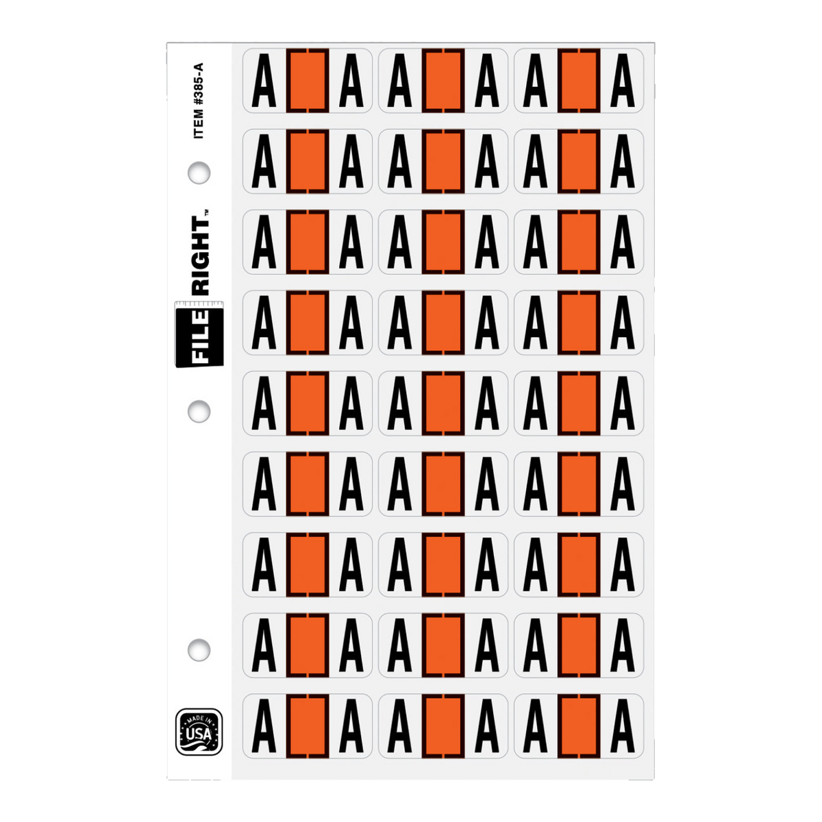 File Right alphabet labels ringbook with A labels