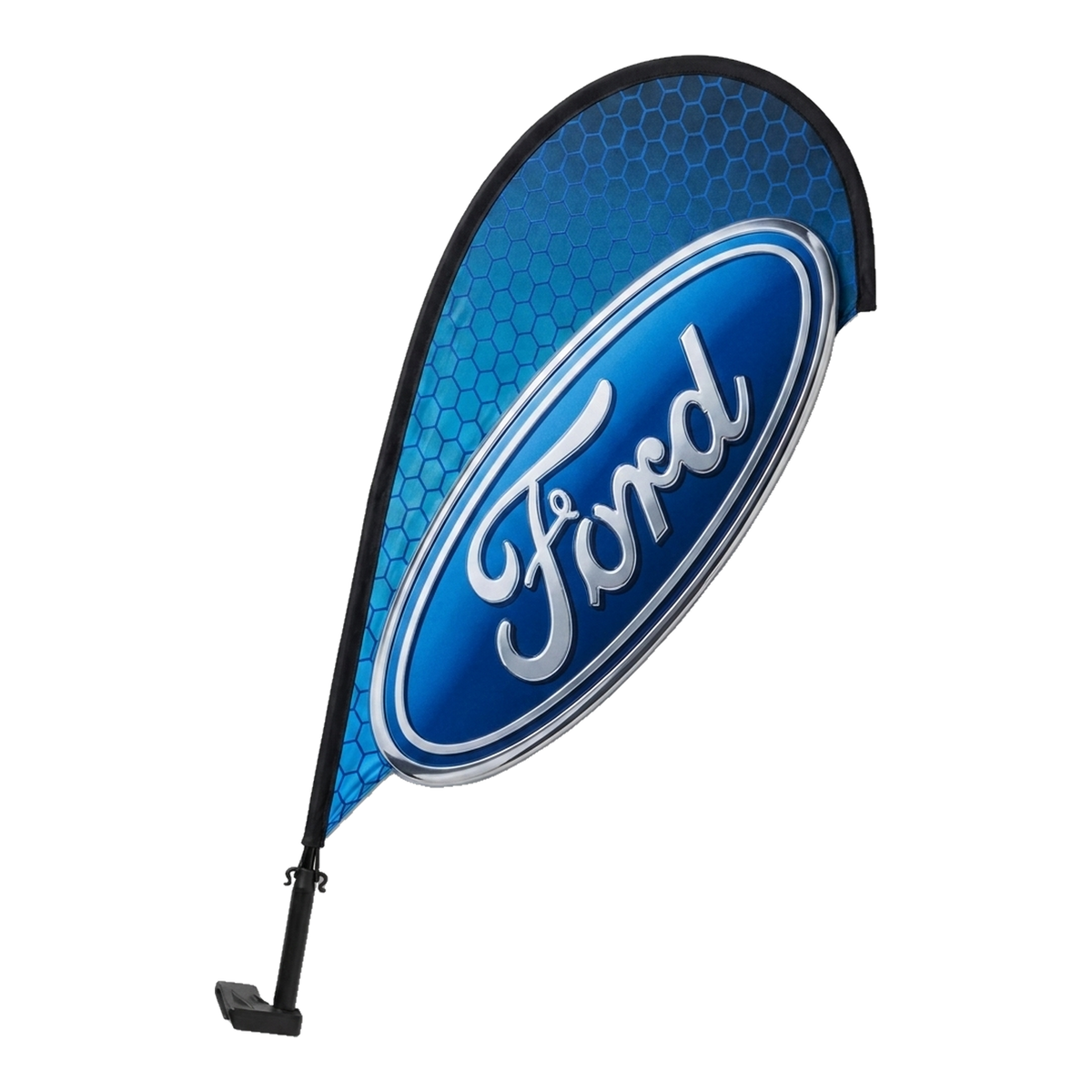 Blue Ford 3D clip-on paddle flag with the Ford oval
