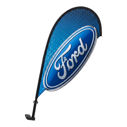 Blue Ford 3D clip-on paddle flag with the Ford oval