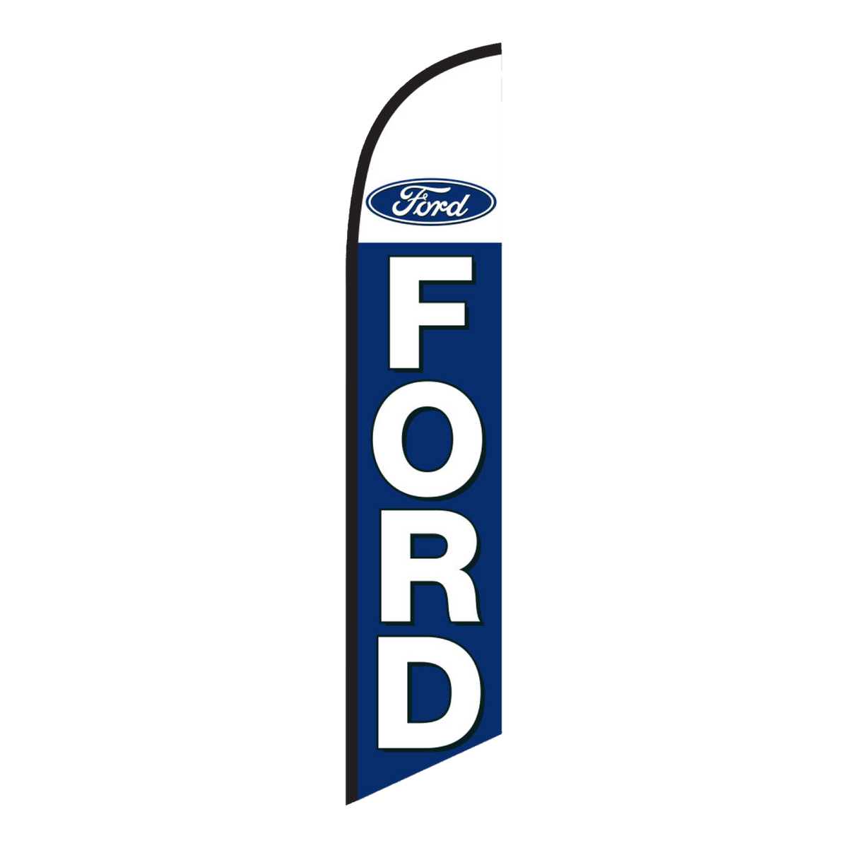 Navy Ford swooper feather flag with white FORD lettering