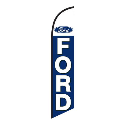 Navy Ford swooper feather flag with white FORD lettering