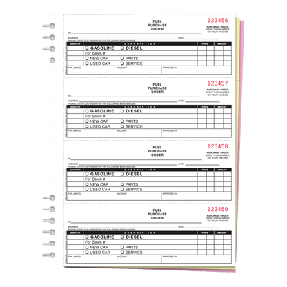 Spiral fuel purchase order book with numbered forms