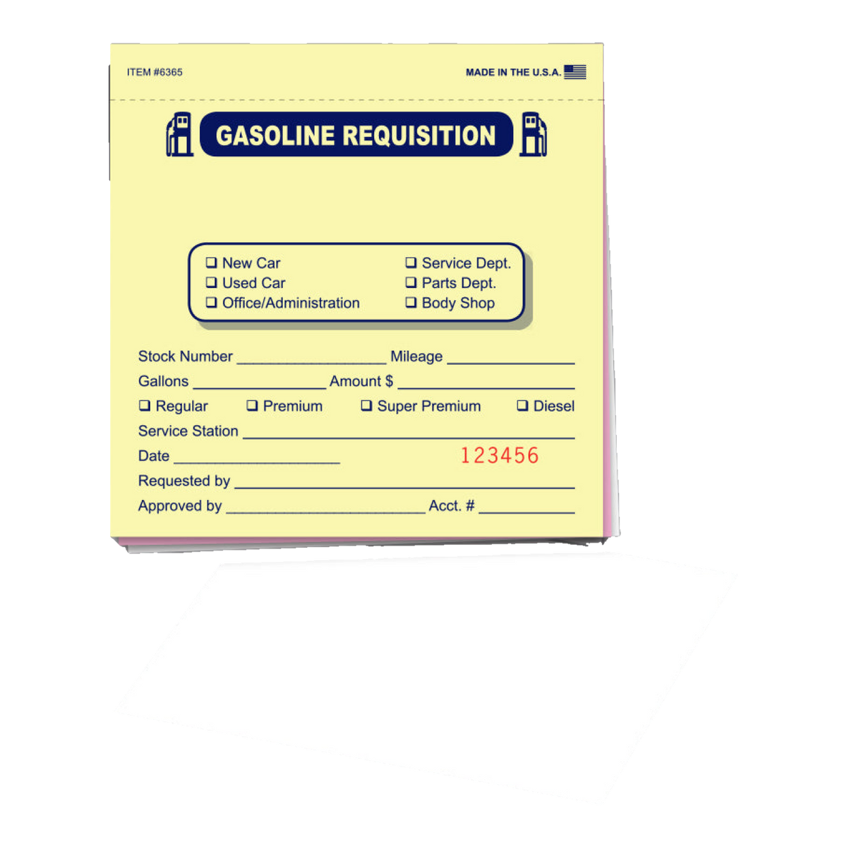 Yellow Gasoline Requisition form book
