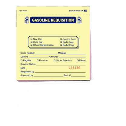Yellow Gasoline Requisition form book
