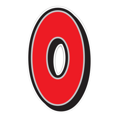 Giant magnetic number 0, red with black and white outline