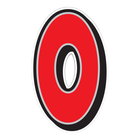 Giant magnetic number 0, red with black and white outline