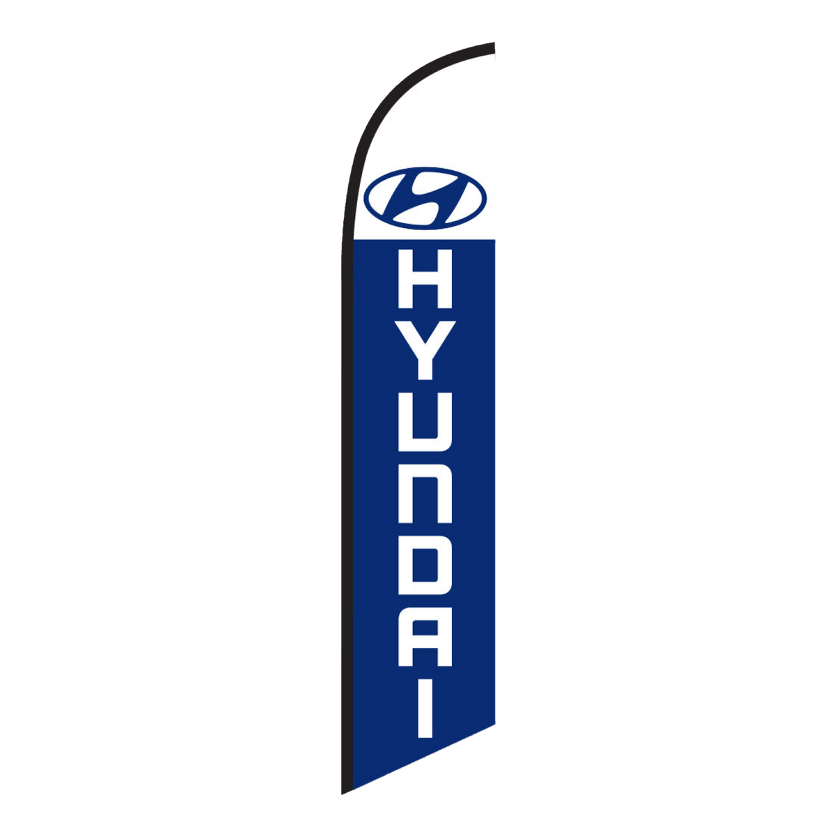 Navy and white Hyundai swooper feather flag