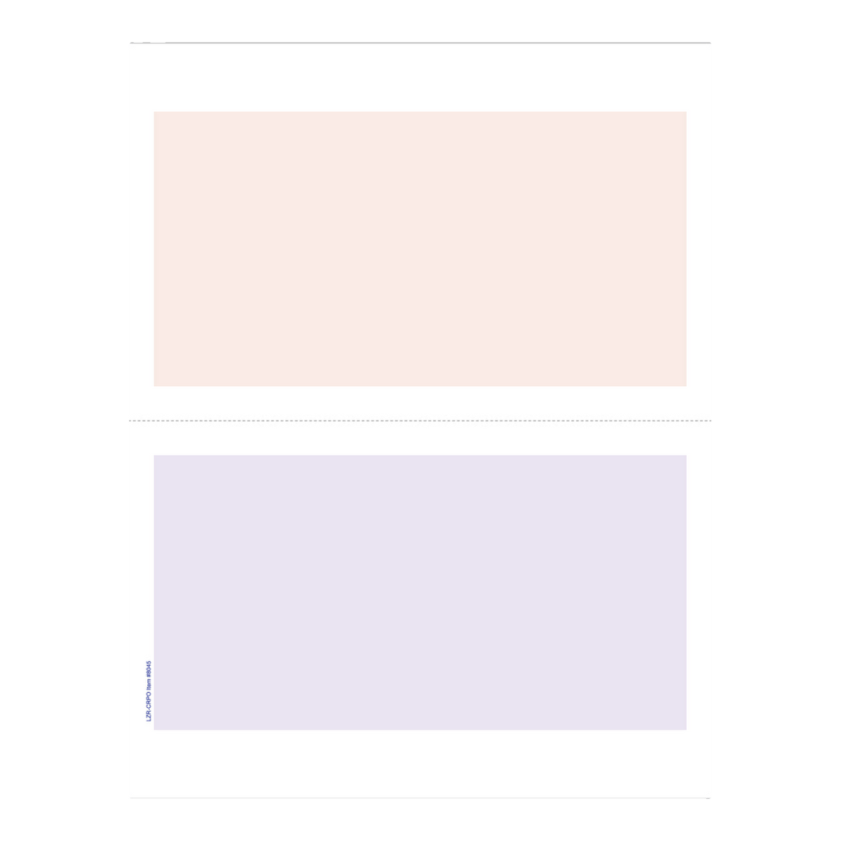 Laser cash receipt/purchase order sheet with peach and lavender panels