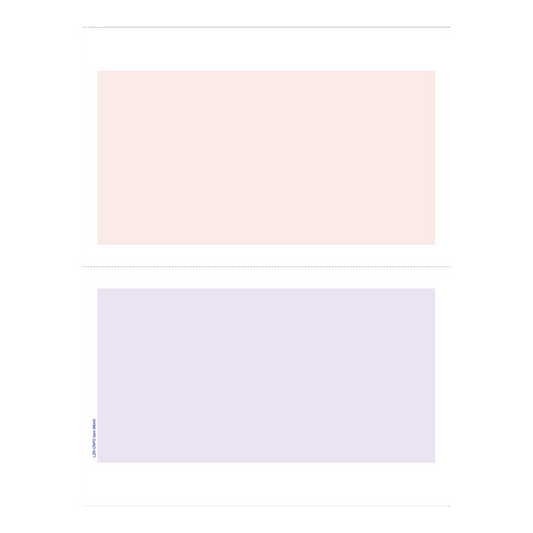 Laser cash receipt/purchase order sheet with peach and lavender panels