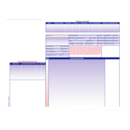 Landscape laser repair order form with navy and lavender sections