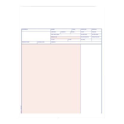 Laser service invoice form with peach panel