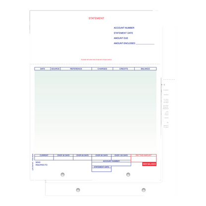 Laser balance forward statement form with green columns