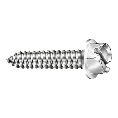 Silver slotted hex head license plate screw