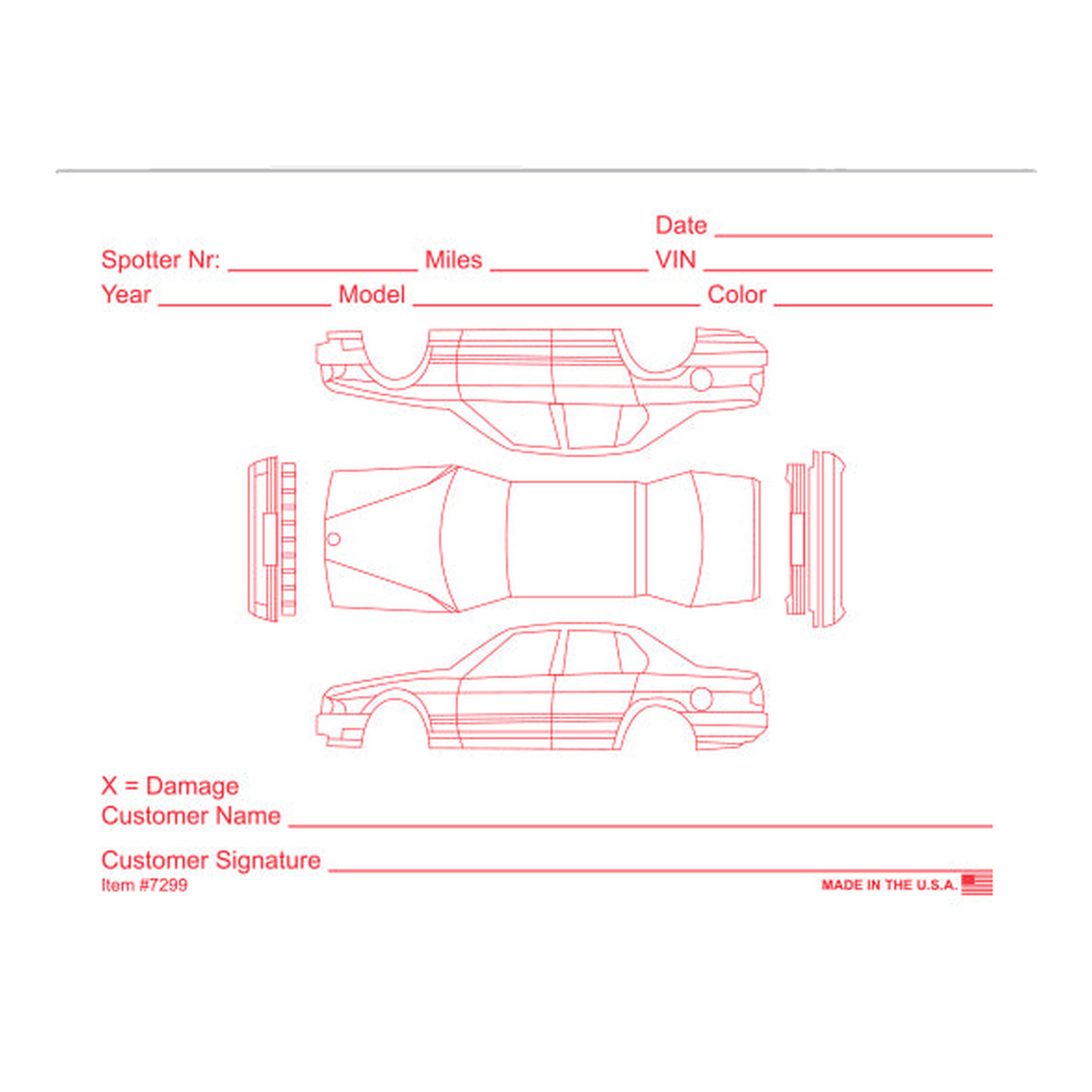 Red Alert vehicle damage form with car diagrams