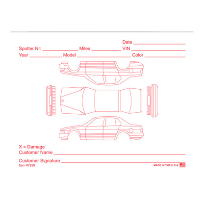 Red Alert vehicle damage form with car diagrams