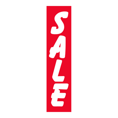 Red Sale flat top swooper flag with white lettering
