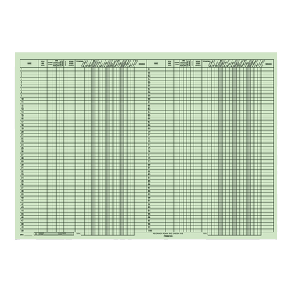 Green ledger route sheet with 100 lines