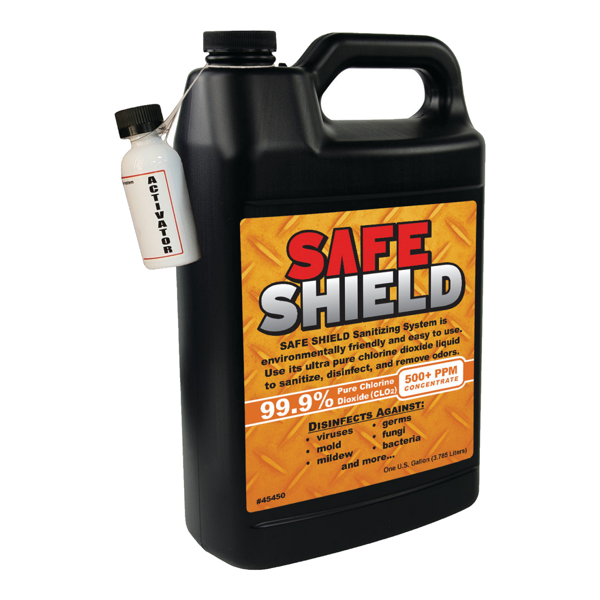 Safe Shield sanitizing system jug with spray bottle
