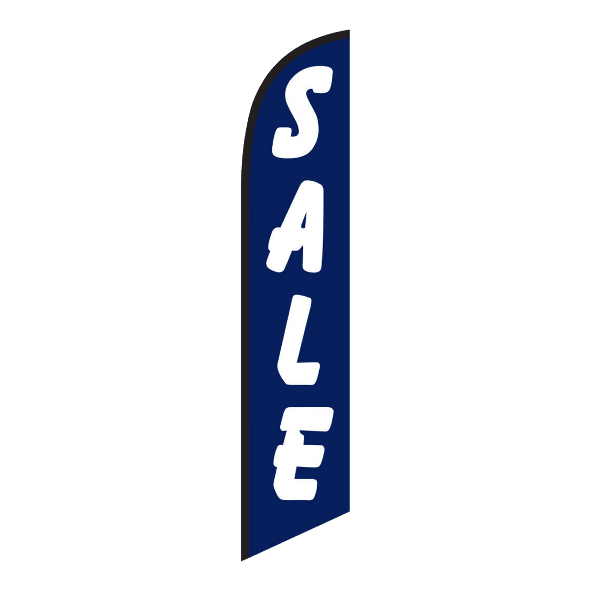 Navy Sale swooper feather flag with white lettering
