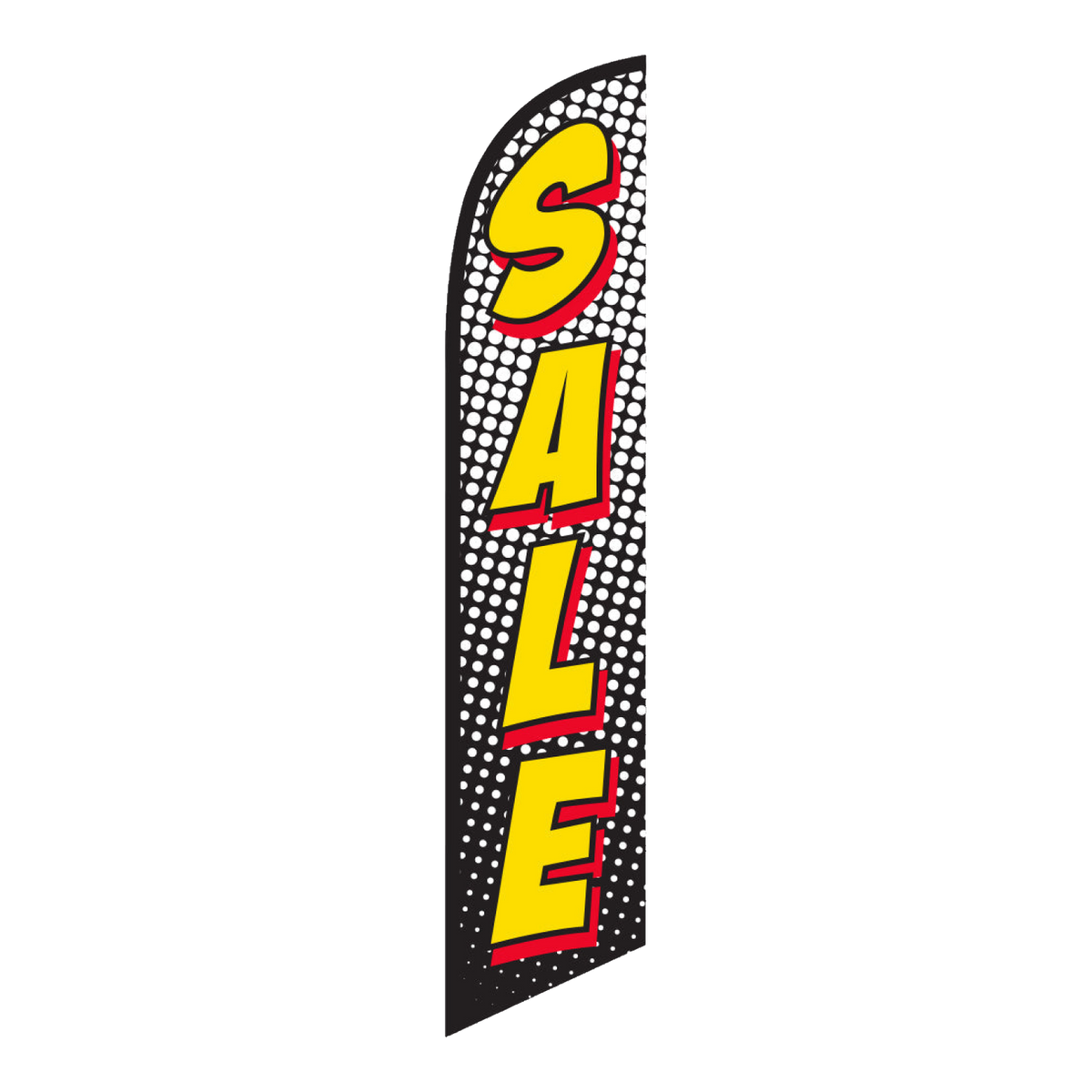 Sale swooper feather flag in pop art yellow, red and black
