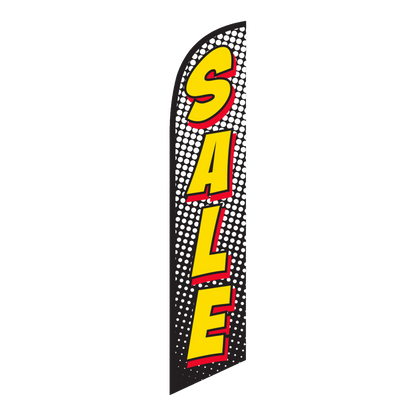 Sale swooper feather flag in pop art yellow, red and black