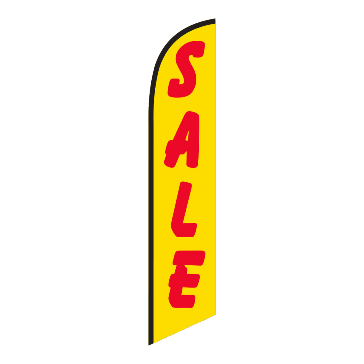 Yellow Sale swooper feather flag with red lettering