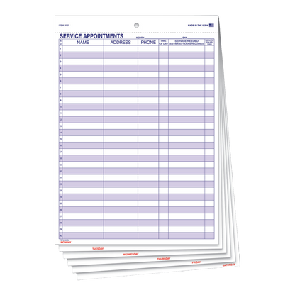 Service Appointments form, 6-part snap-out