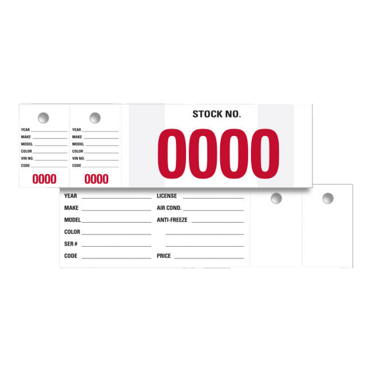 Stock number windshield stickers printed 0000 in red
