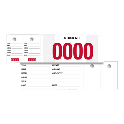 Stock number windshield stickers printed 0000 in red