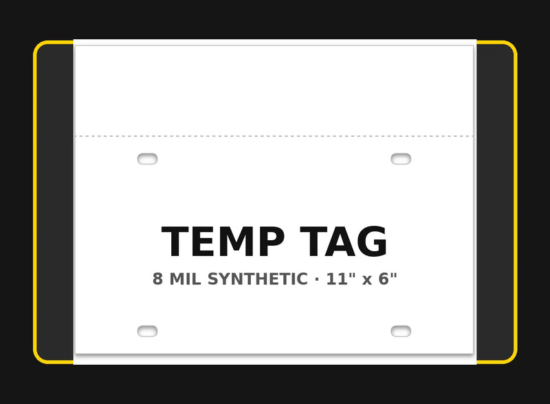 Blank 8 mil synthetic temporary tag