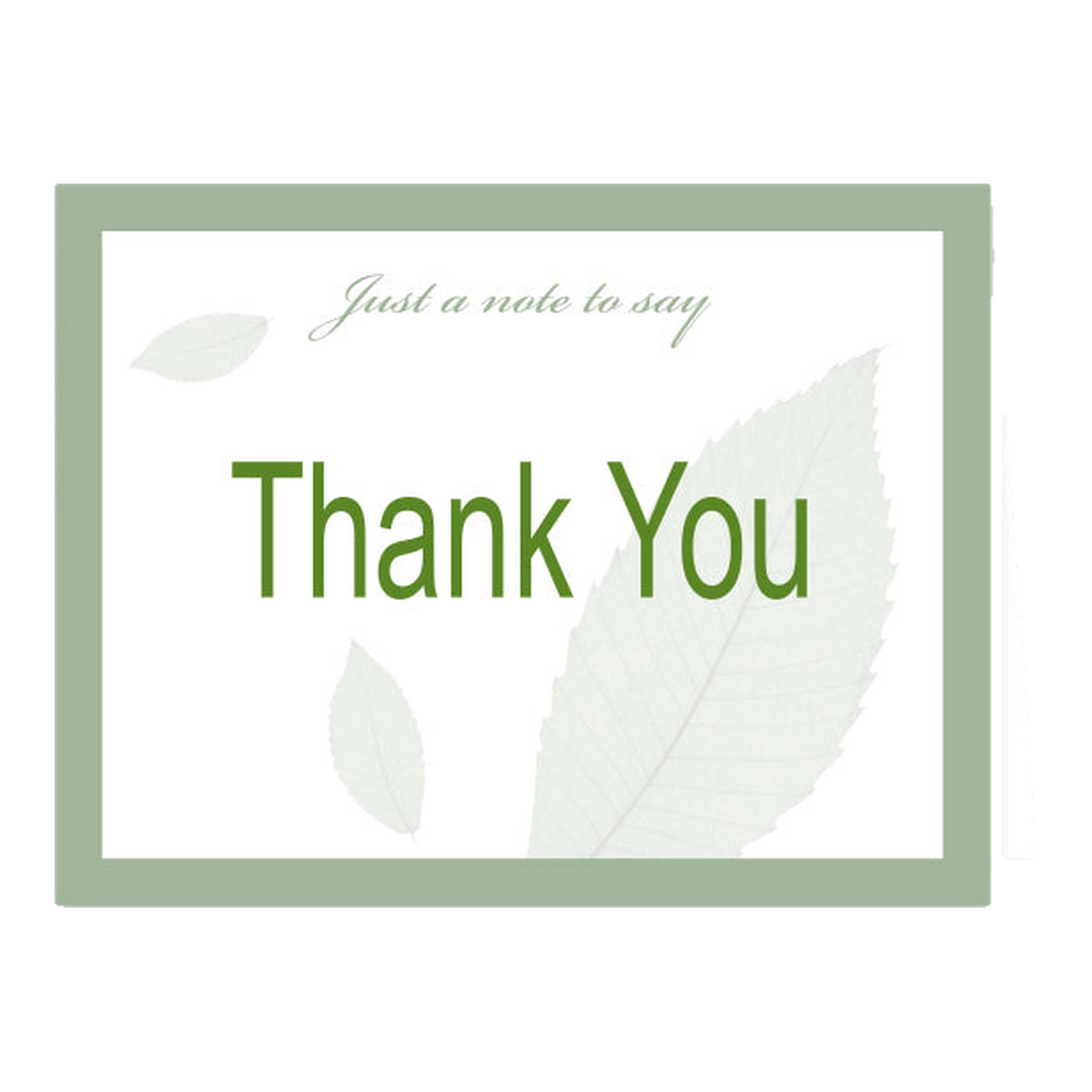 Thank You card with green border and leaf design