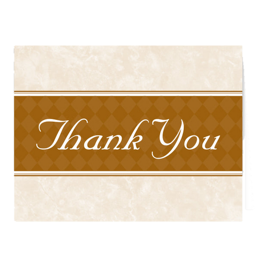 Thank You card with a brown band