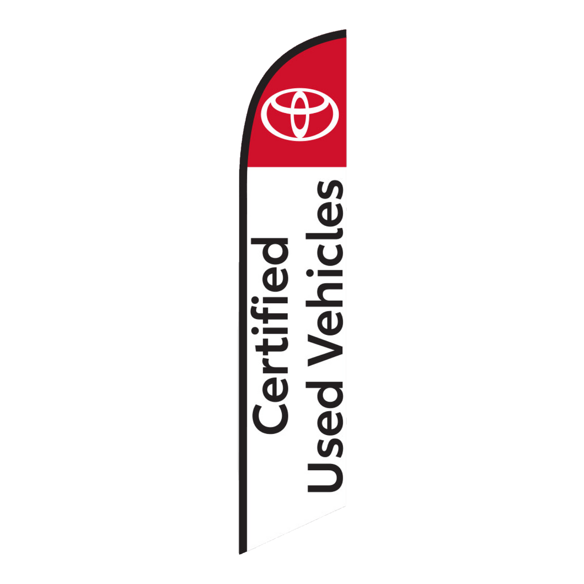 White Toyota Certified Used Vehicles swooper feather flag with red top