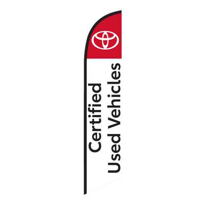 White Toyota Certified Used Vehicles swooper feather flag with red top
